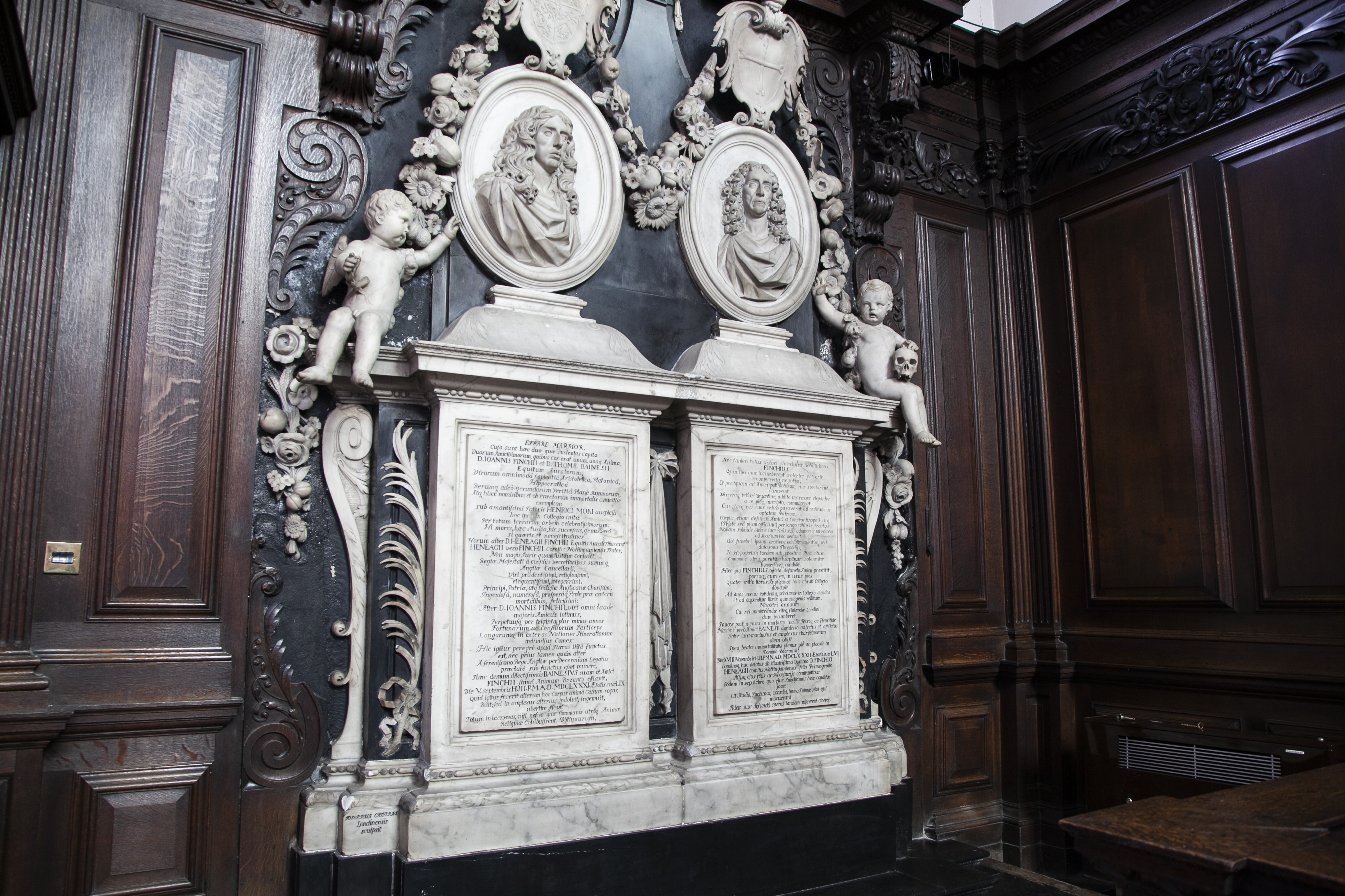 Finch and Baines monument, Christ's College Chapel. Photograph © Christ's College, Cambridge
