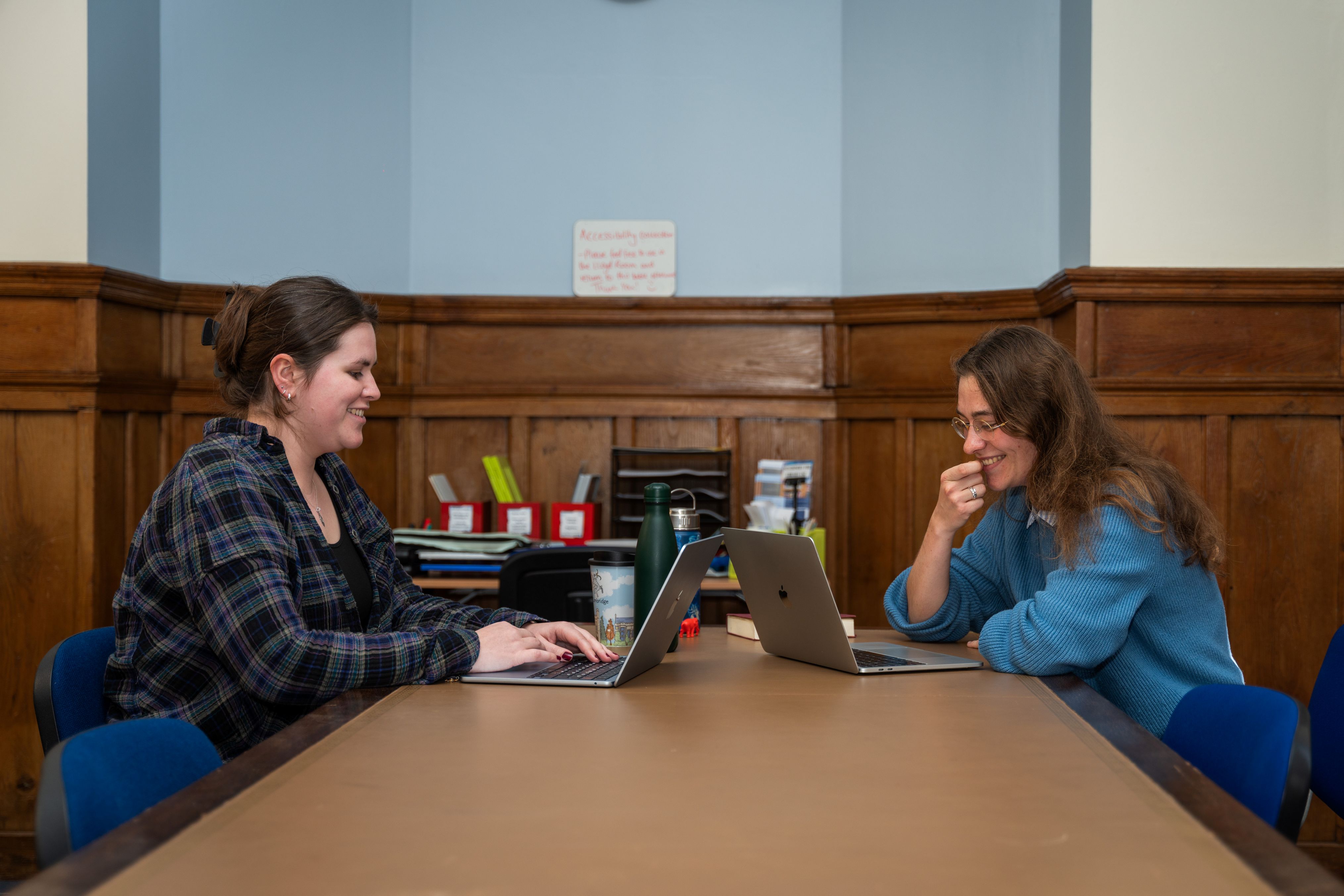 Two people working at laptops