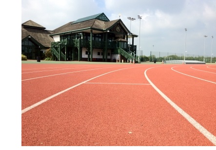 A shot of the running track and pavilion at the Wilberforce Road Sports Ground.