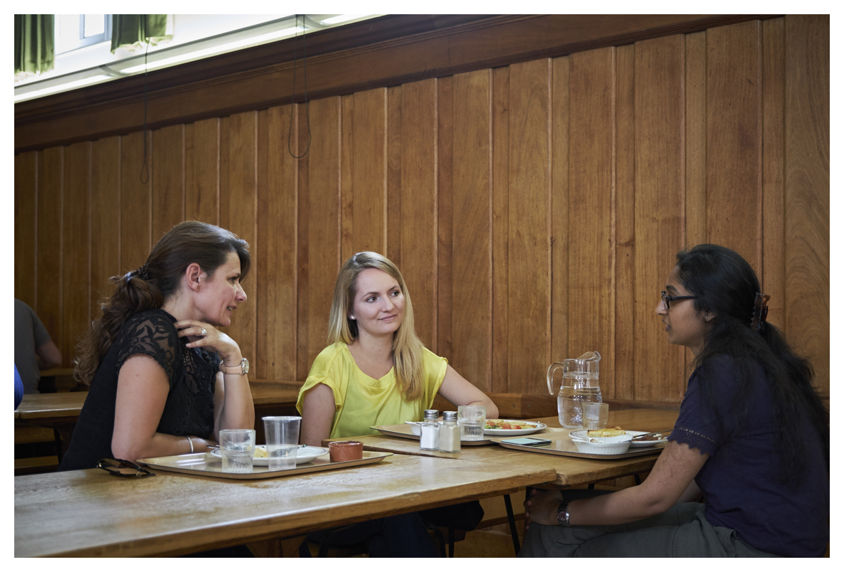 Three students in the canteen