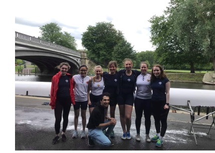 Erin and the crew of the Christ's College second women's boat.