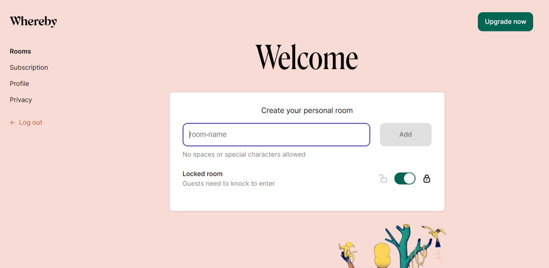 Create a whereby room