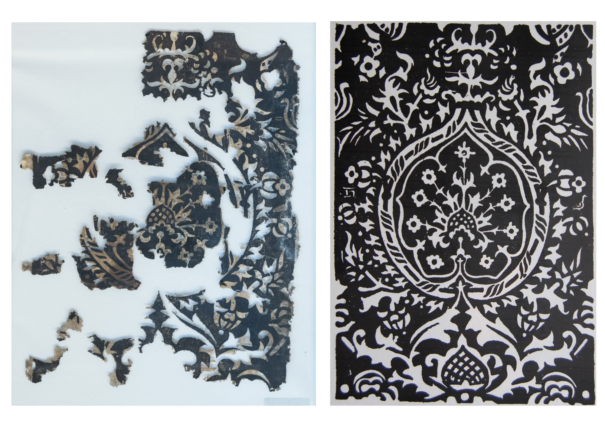 Fragments alongside the reconstructed design