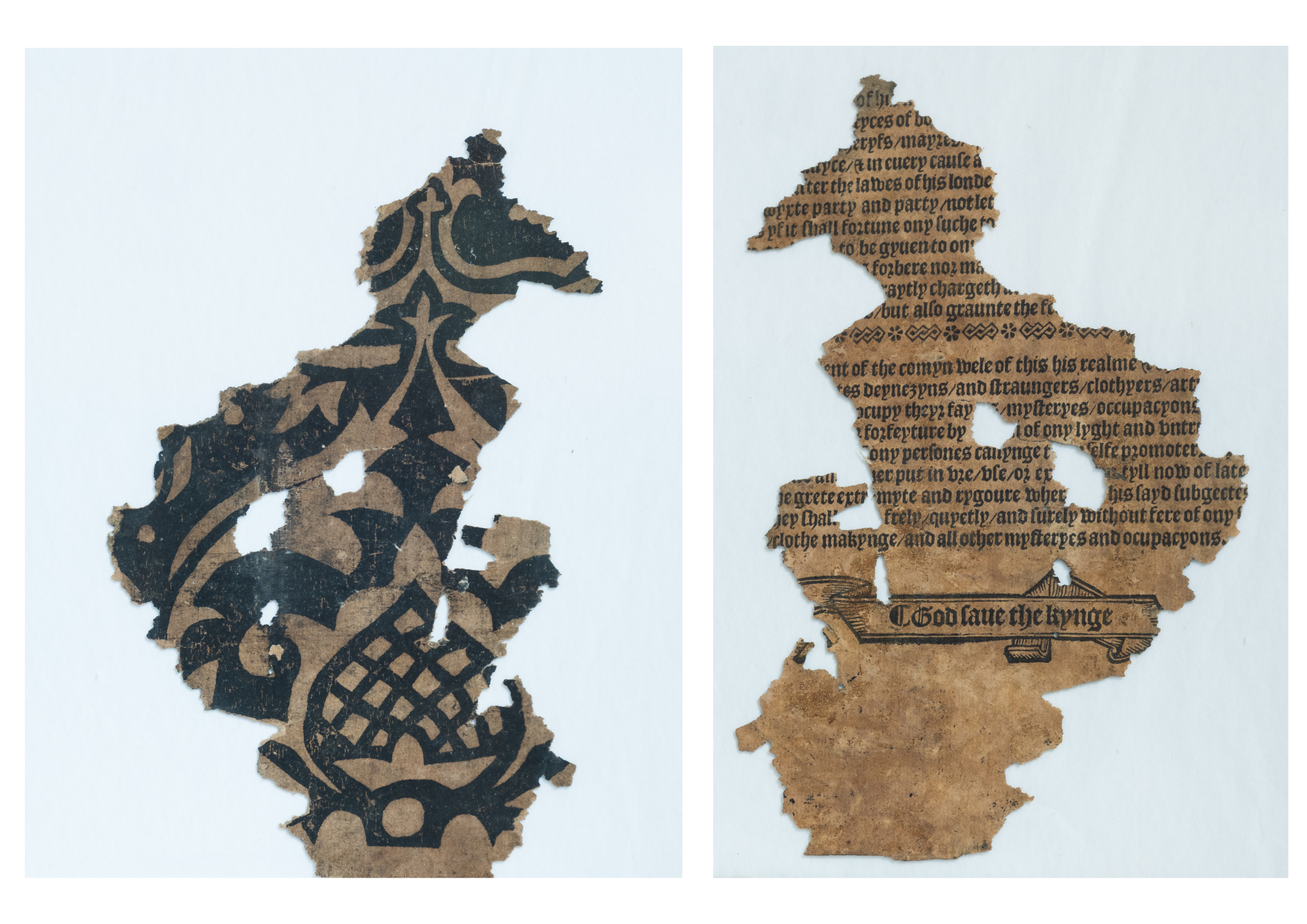 A fragment showing the design and the text on the back