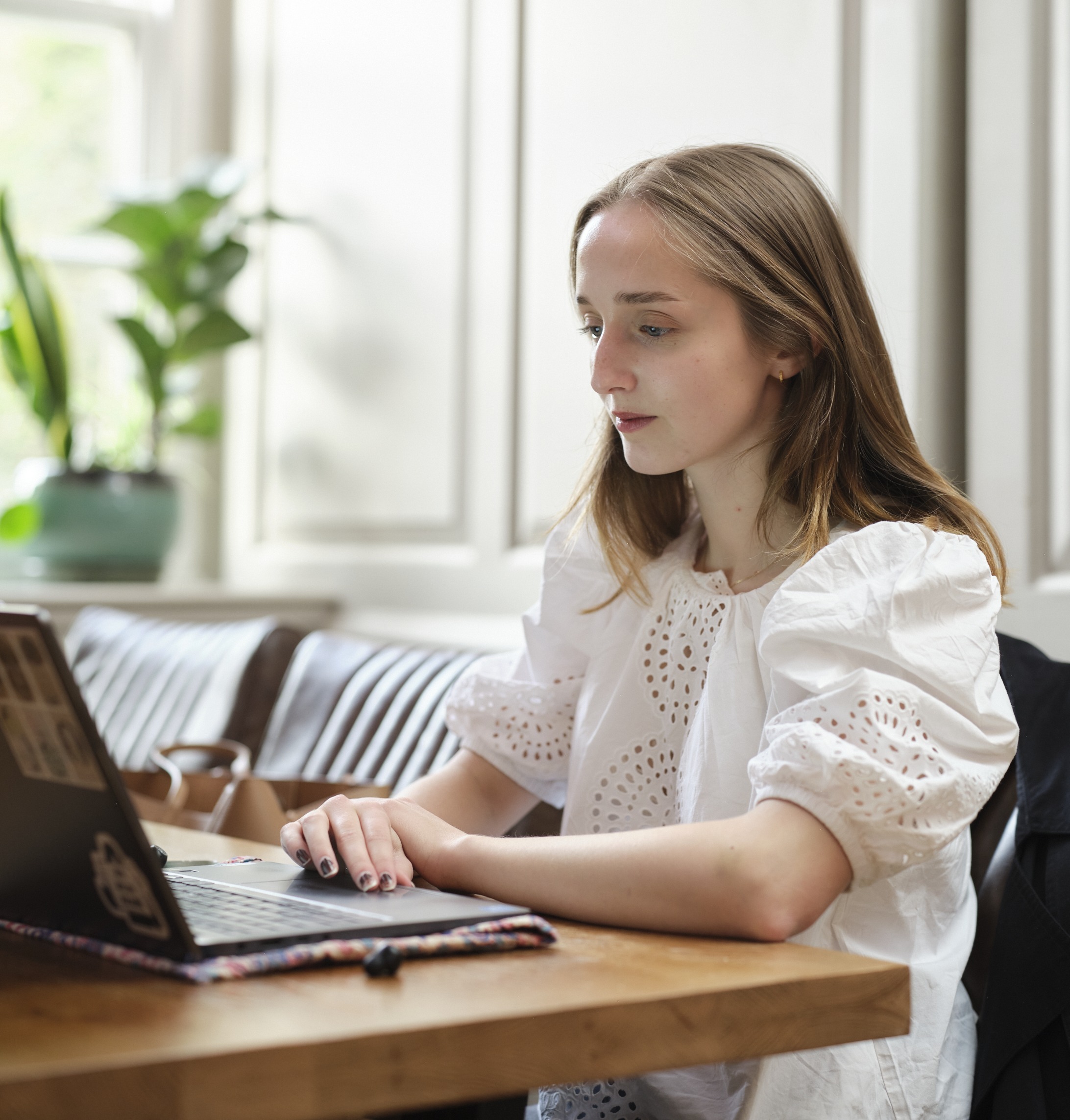Female student at laptop