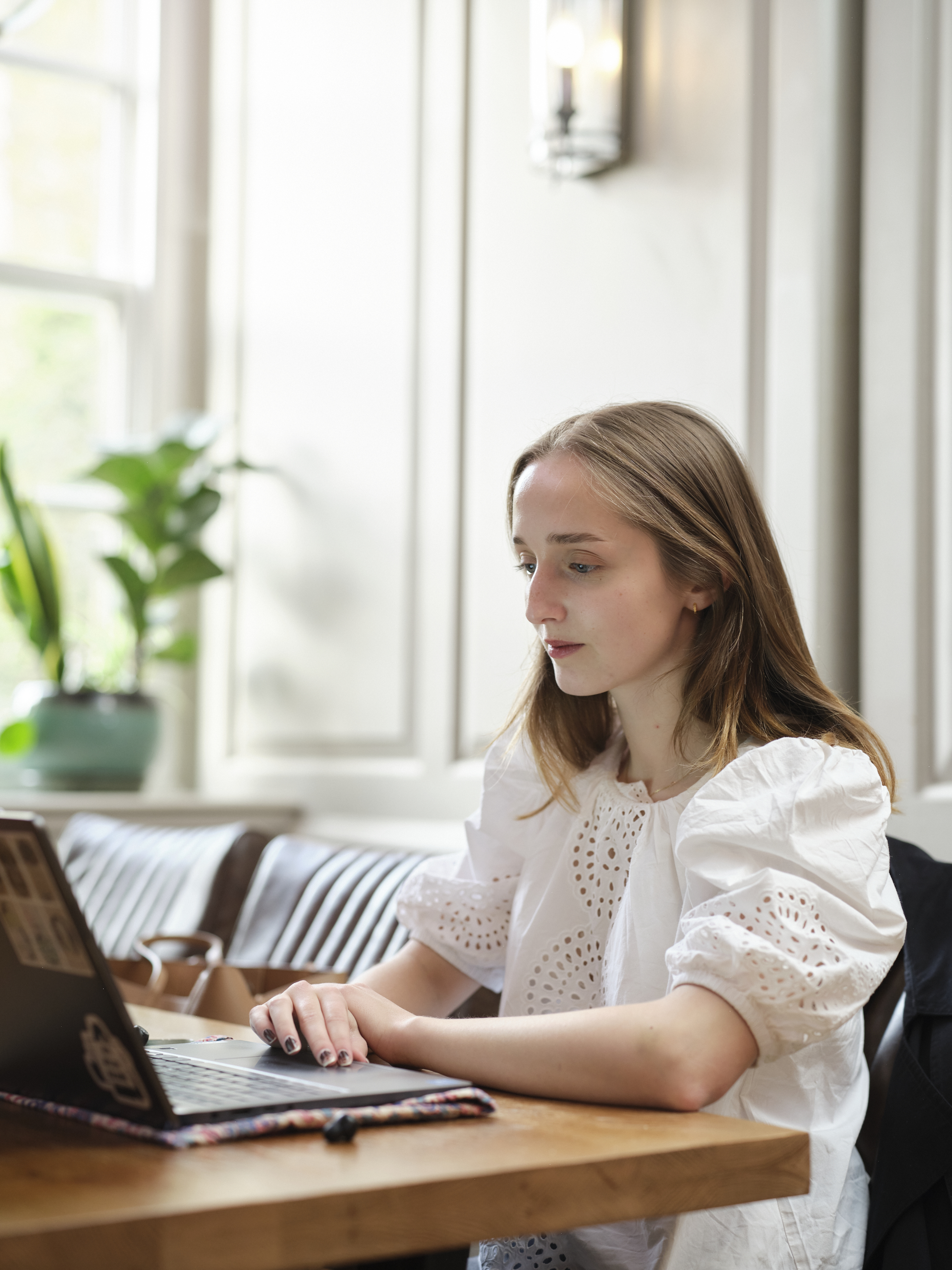 Female student at laptop