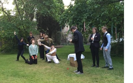 Students during a performance of 'Much Ado About Nothing' in the Fellows Garden at Christ's College, Cambridge