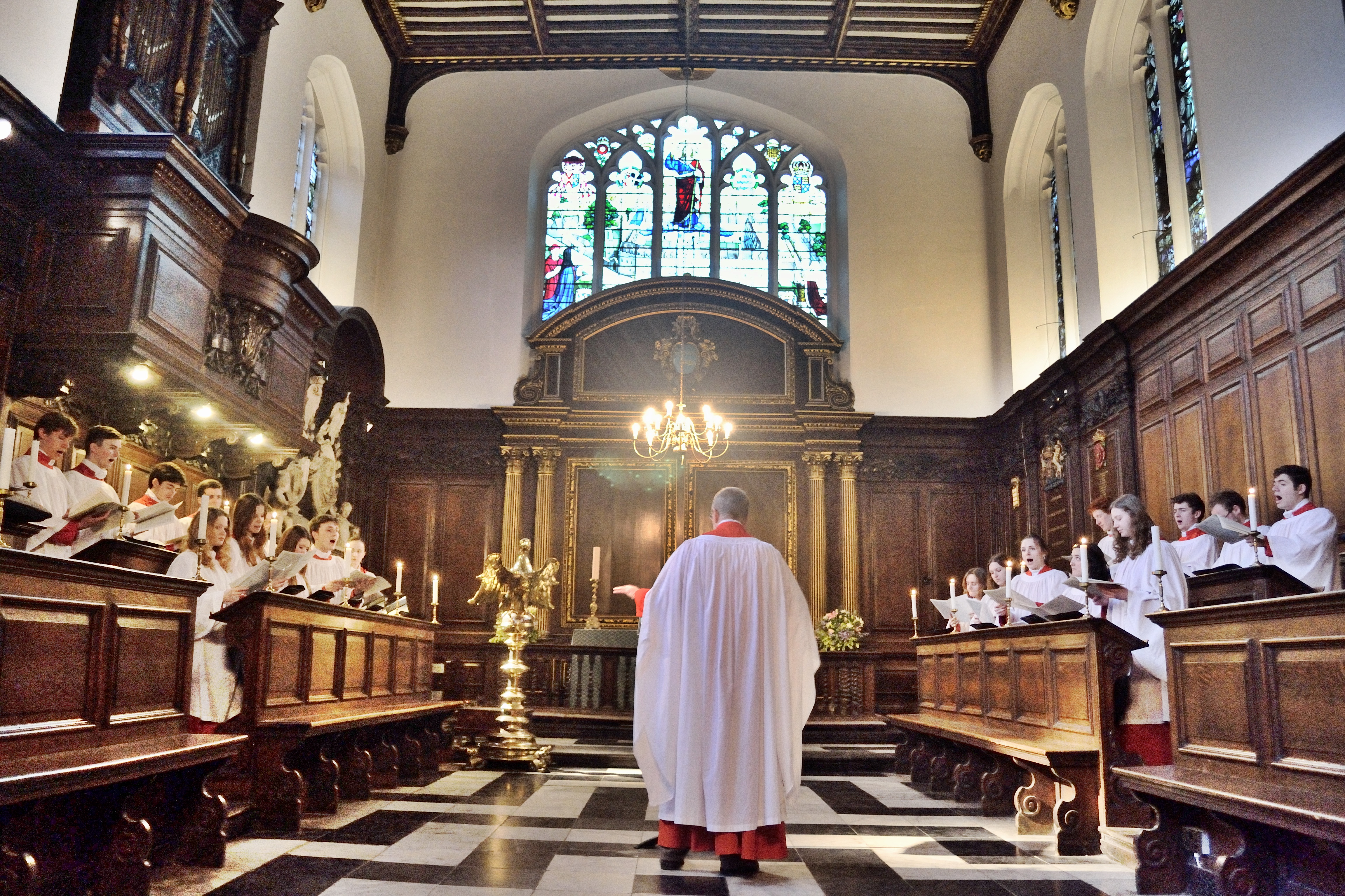The choir singing evensong in the chapel