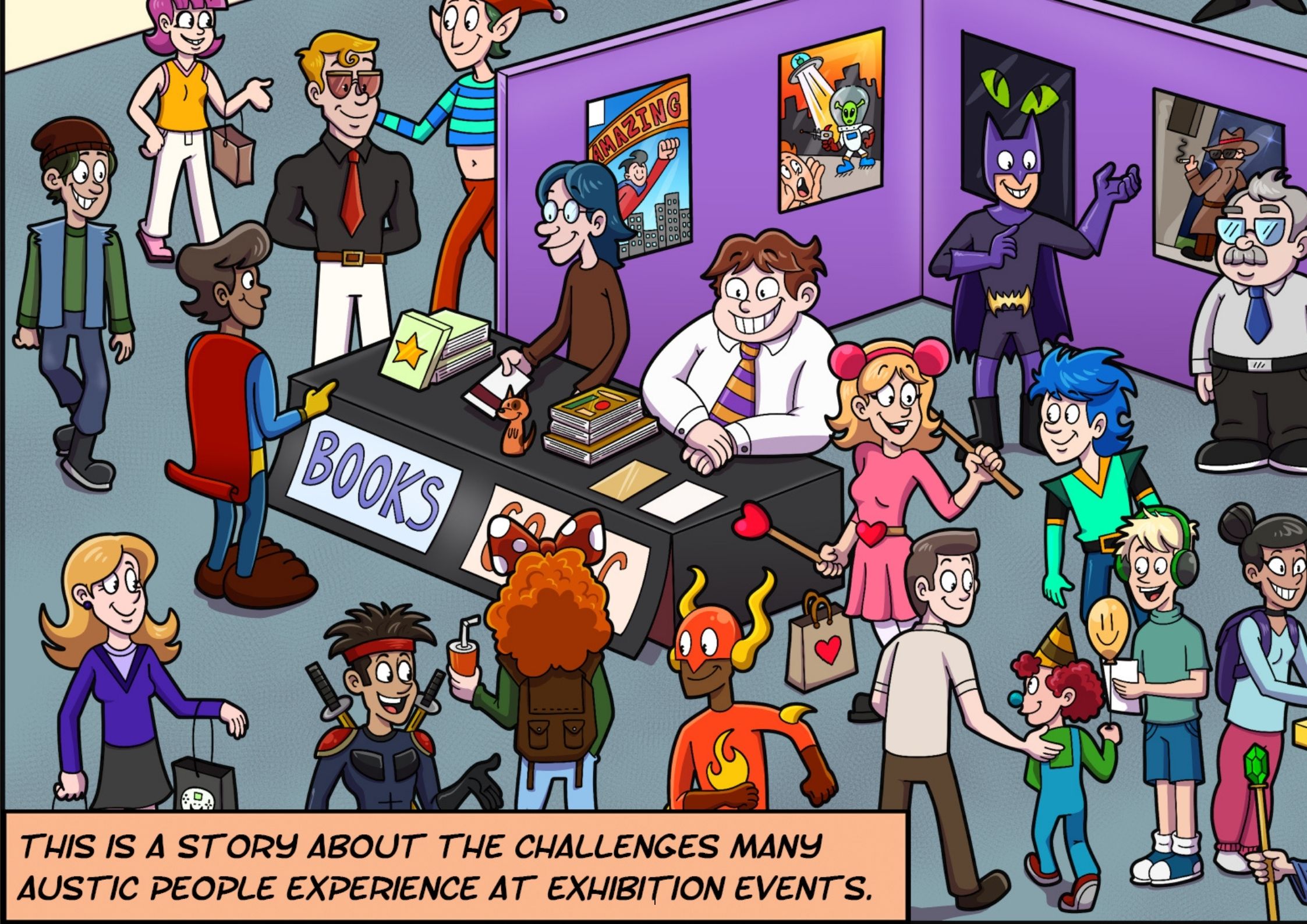 Comic representation of a festival