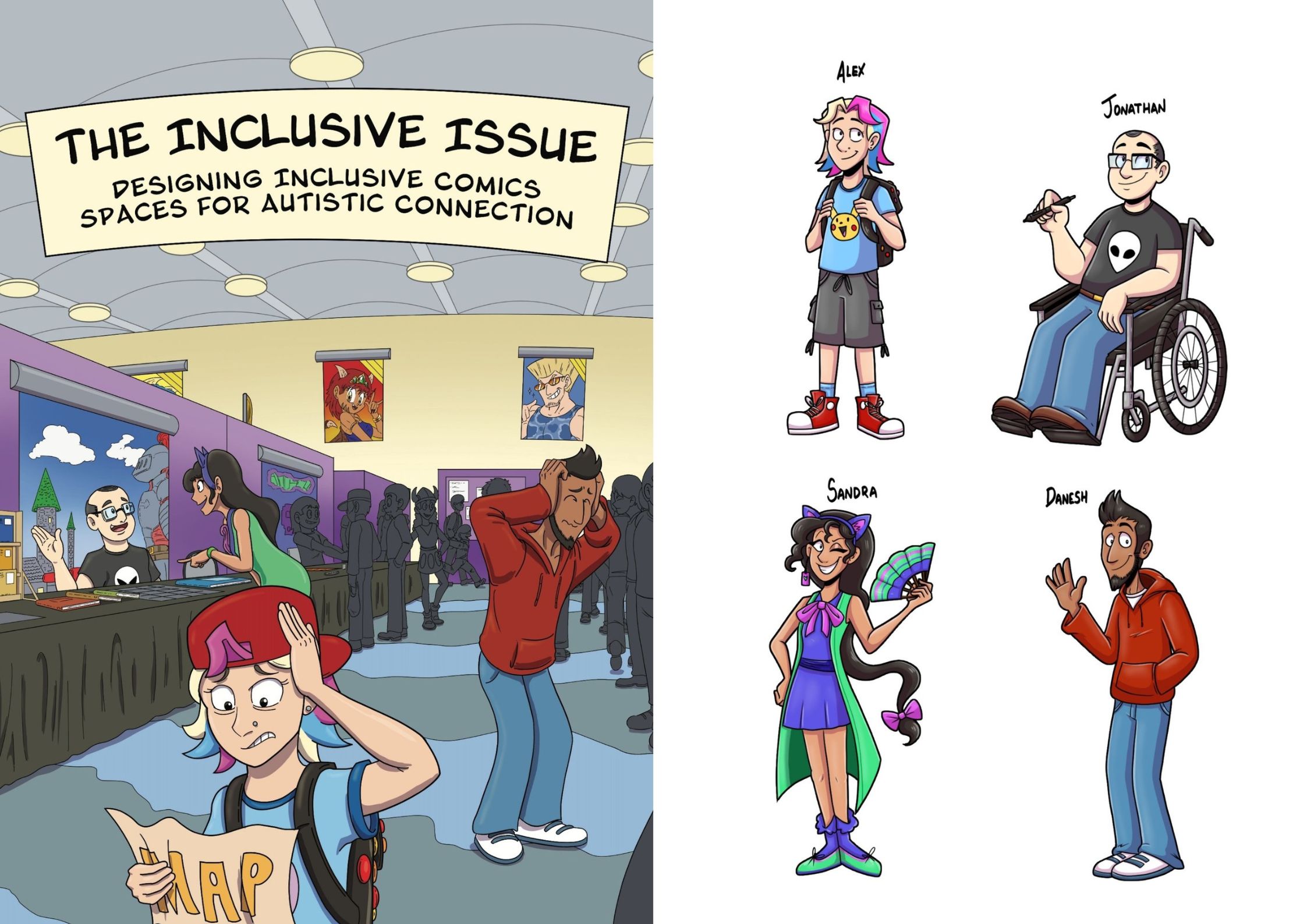 Cover and opening page of comic