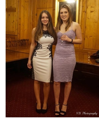 Anna and a friend in the Old Common Room at Christ's College, Cambridge.