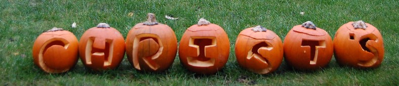 Pumpkins with Christ's carved in