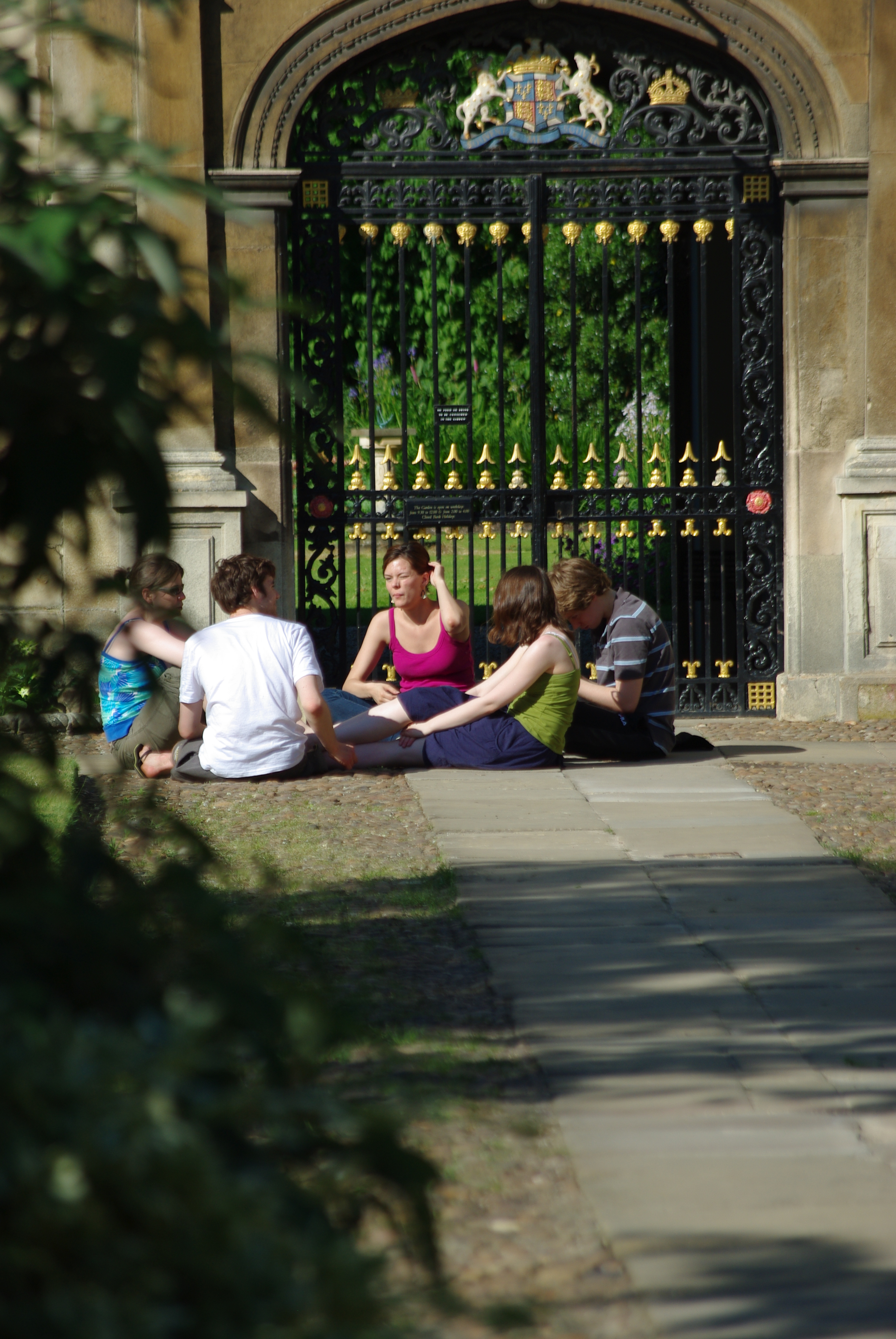 Sitting outside the Fellows Garden