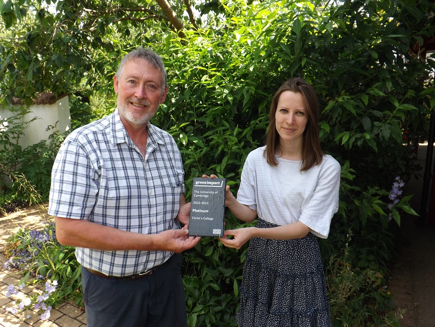 Kevin and Maria collecting the award