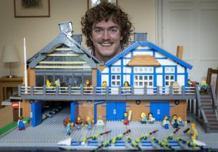 Jim with the lego boathouse