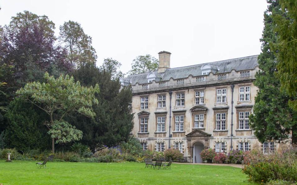 An old building in a garden