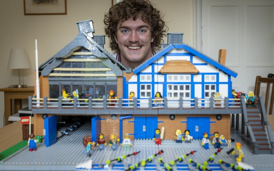 Jim with the lego boathouse