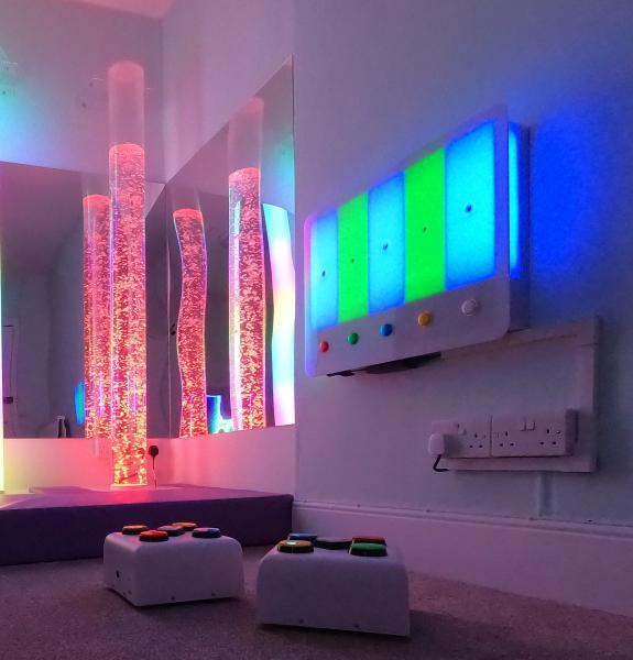 Light tubes in a darkened room