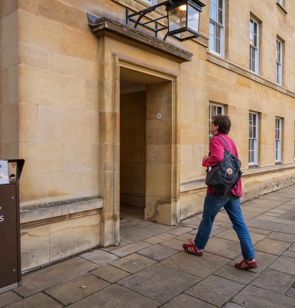 Person entering Third Court Library