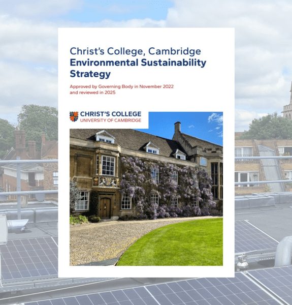 Cover of Sustainability Strategy superimposed on solar panels