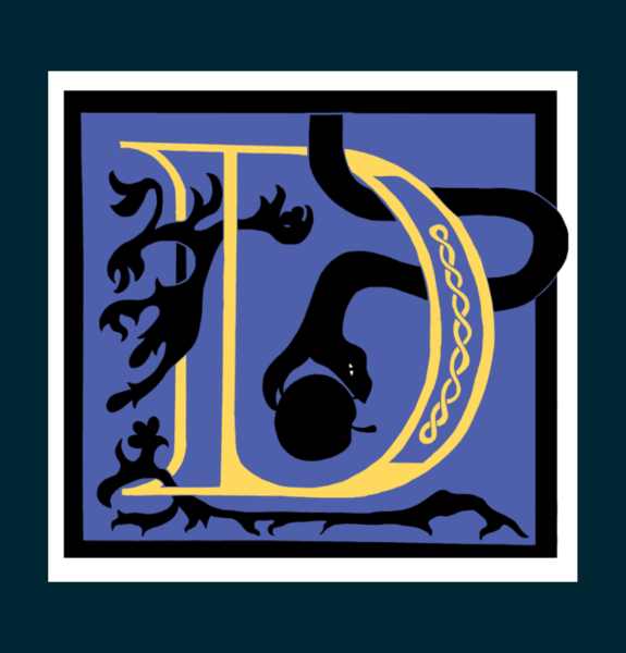 Initial D entwined with a snake