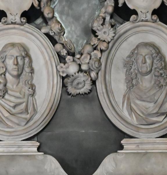 Detail of portraits on Finch and Baines monument
