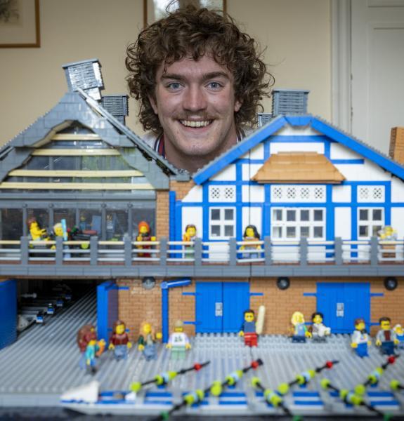 Jim with the lego boathouse