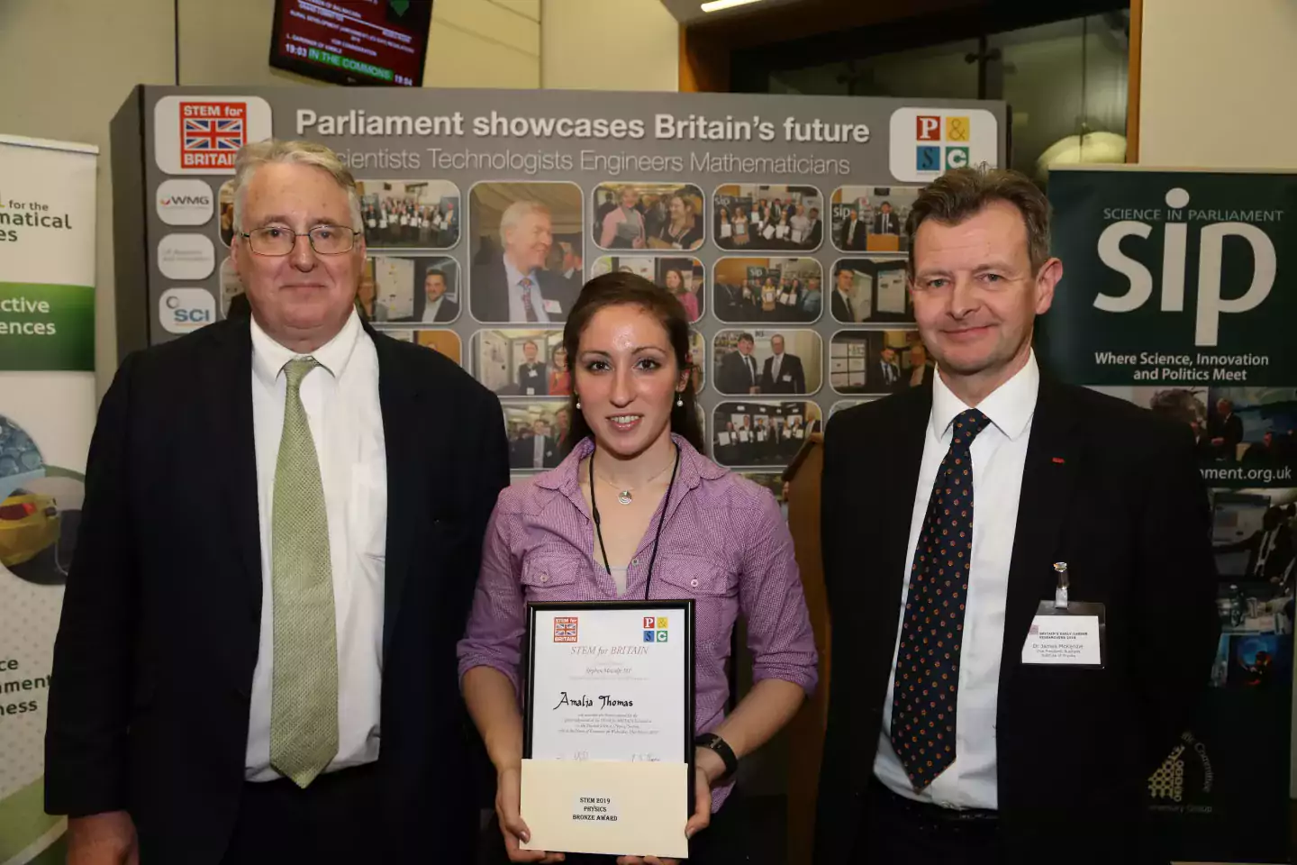 Amalia Thomas receiving her STEM for Britain award