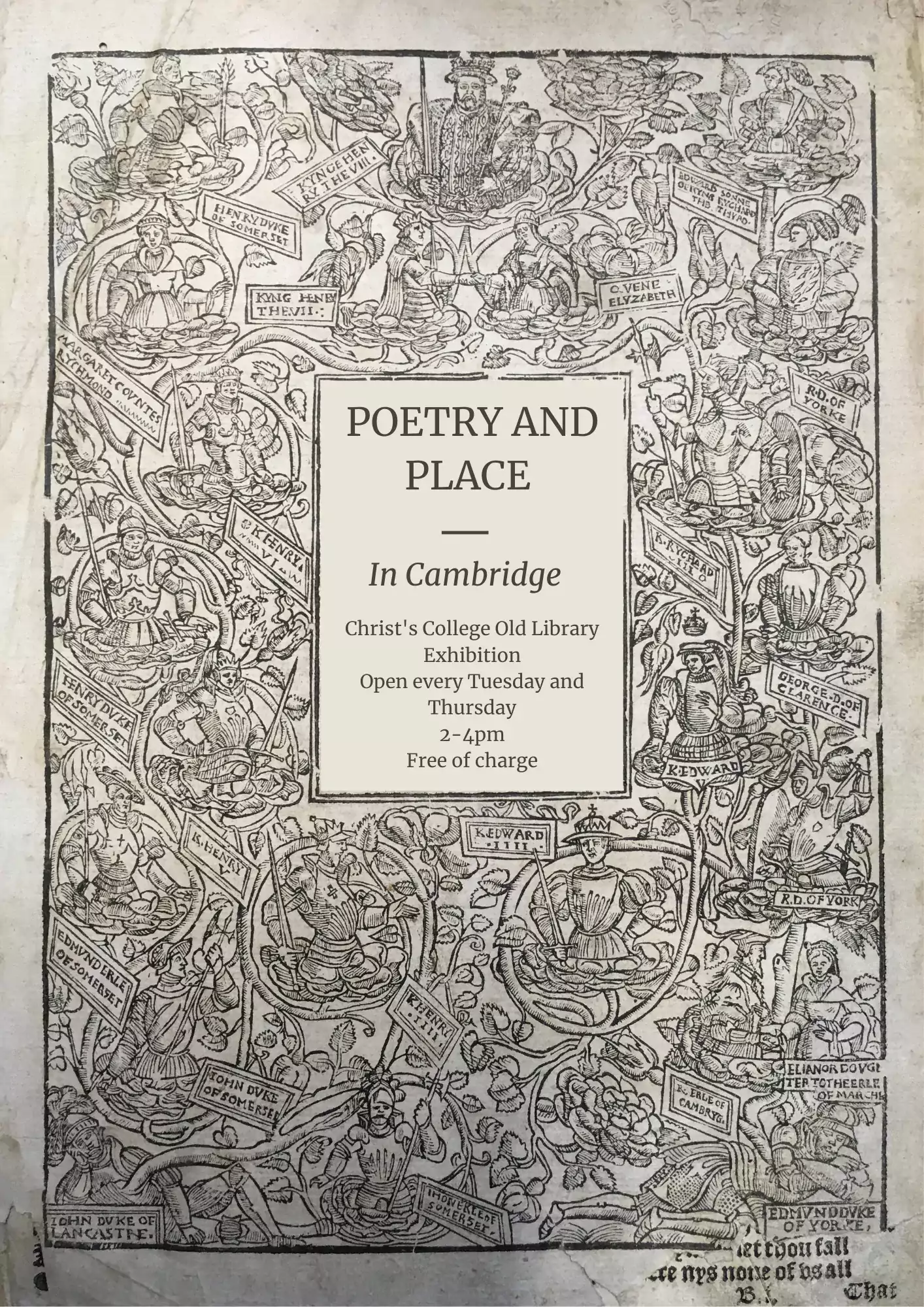 Poster advertising 'Poetry and Place in Cambridge'