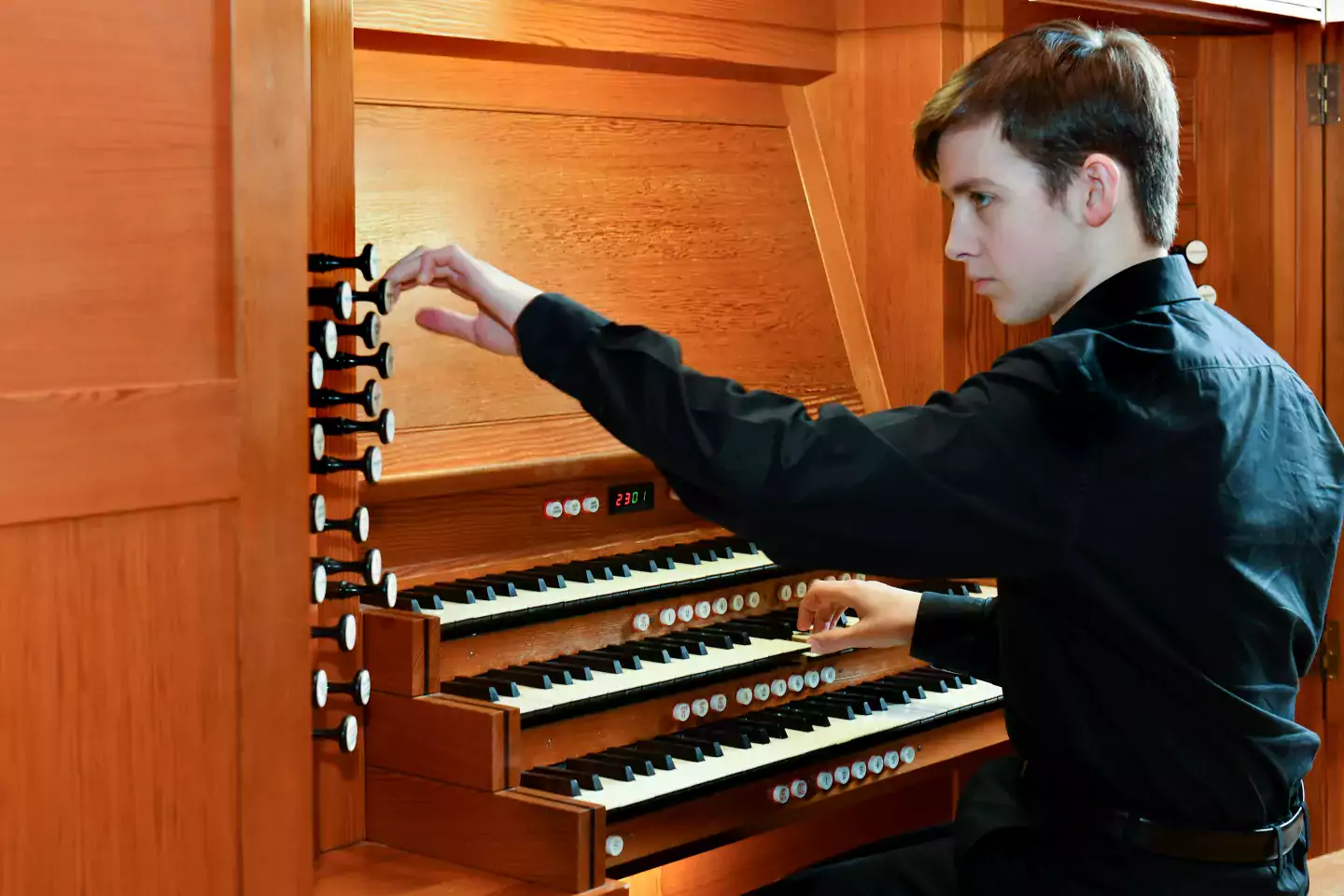 James Tett at the organ