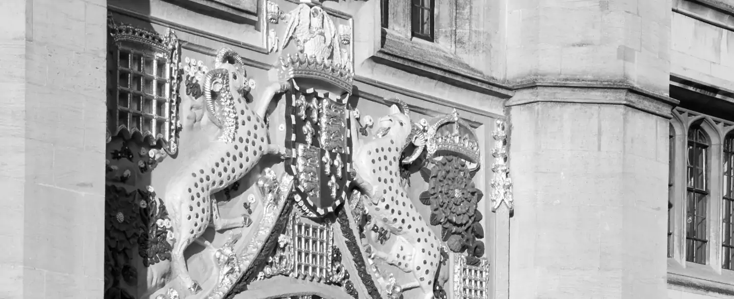 Crest on the front gate