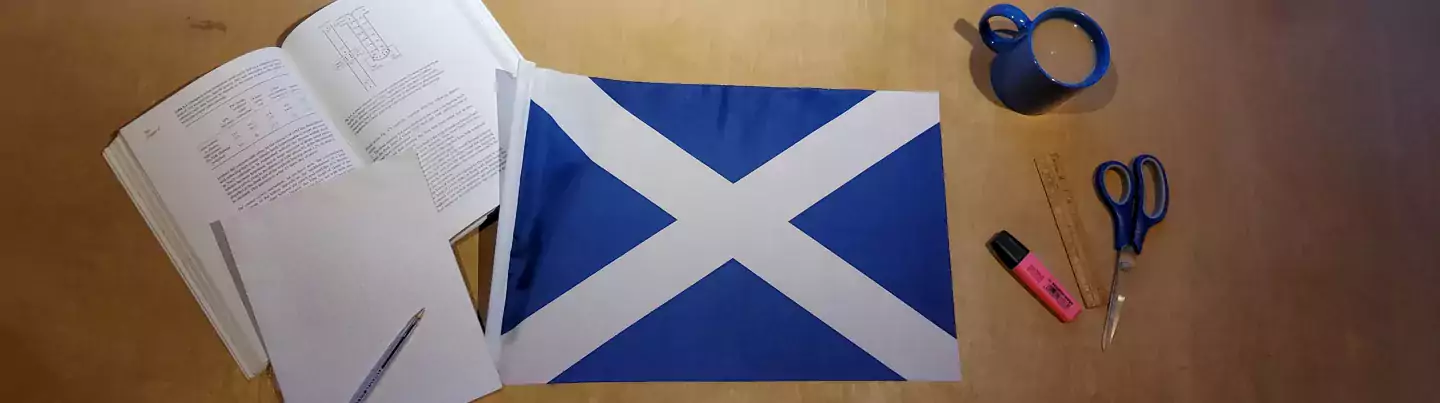 Scotland flag with science book
