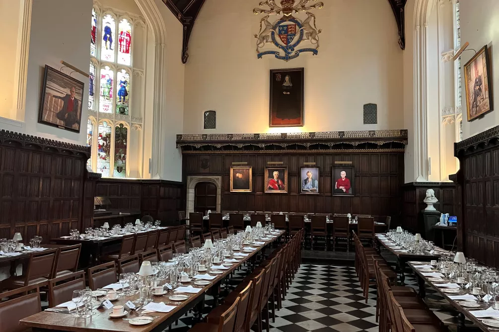 Formal Hall laid out for dinner 