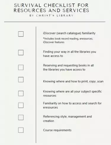 Screen Shot survival checklist first page